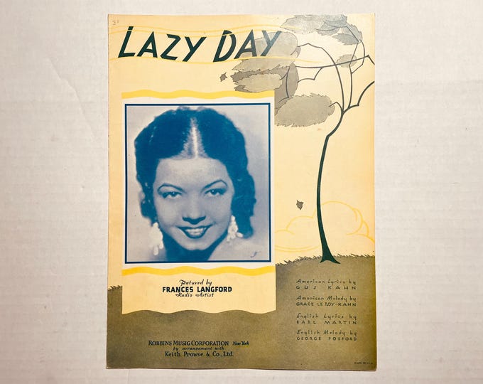 Lazy Day   1932   Artwork - Photo -   Frances Langford   Gus Kahn - Grace LeBoy  Earl Martin - George Posford    Sheet Music