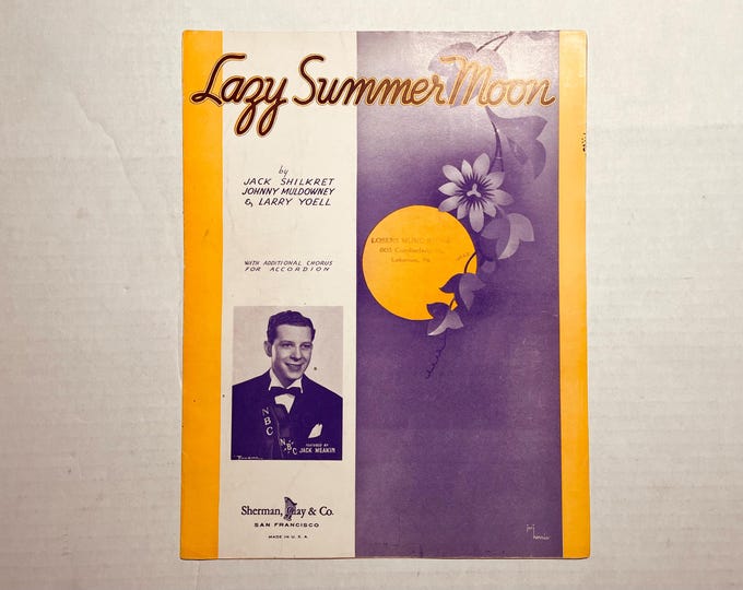 Lazy Summer Moon   1936   Artwork - Photo -    Jack Meakin   Jack Shilkret  Johnny Muldowney    Sheet Music
