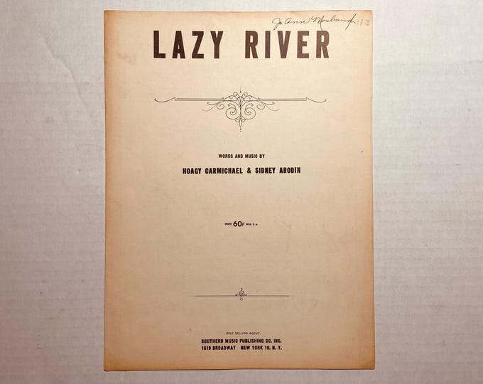 Lazy River    1931   Black & White      Hoagy Carmichael  Sidney Arodin    Sheet Music