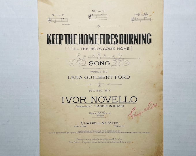 Keep The Home-Fires Burning ('Til The Boys Come Home)   1915   Black & White      Lena Guilbert Ford  Ivor Novello    Sheet Music