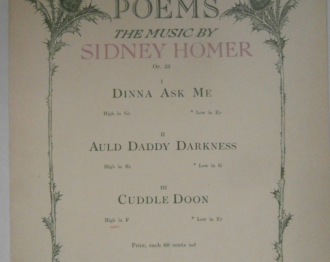 Cuddle Doon   1917   From "Three Scotch Poems"   Sidney Homer  Alexander Anderson    Sheet Music