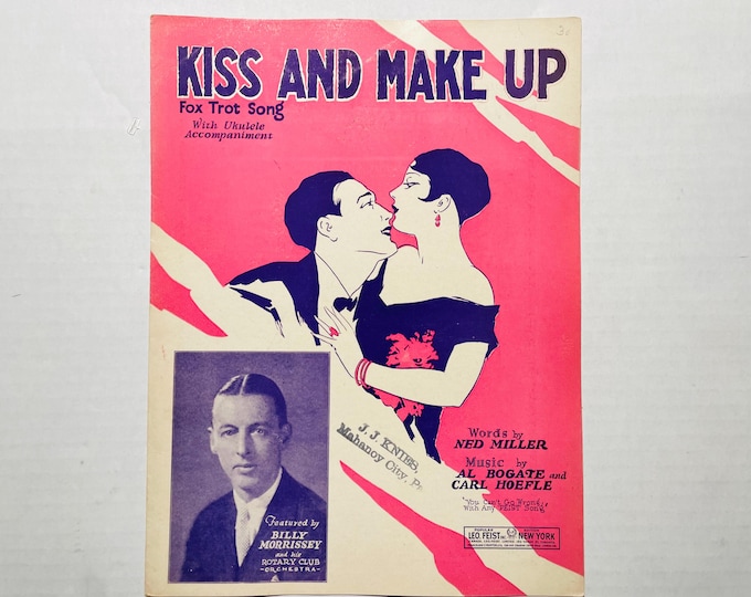 Kiss And Make Up   1927   Artwork - Photo -  Billy Morrissey   Ned Miller  Al Bogate    Sheet Music