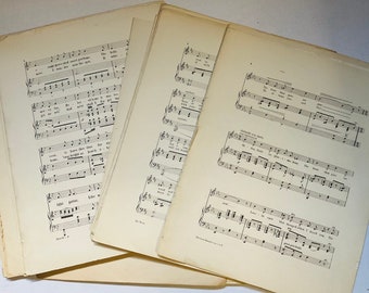 1 Pound of Vintage Large Format Sheet Music Pages  -  Free Shipping  -  Full pages with Lyrics  10 x 13 size  Most over 100 years old.