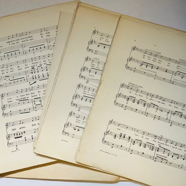 1 Pound of Vintage Large Format Sheet Music Pages  -  Free Shipping  -  Full pages with Lyrics  10 x 13 size  Most over 100 years old.