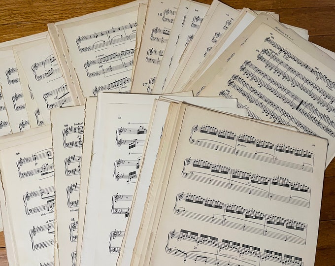 1 Pound of Vintage Sheet Music Pages  9in. x 12in. size - Free Shipping - Music only  No Lyrics  Full Pages,  Edges may show wear.