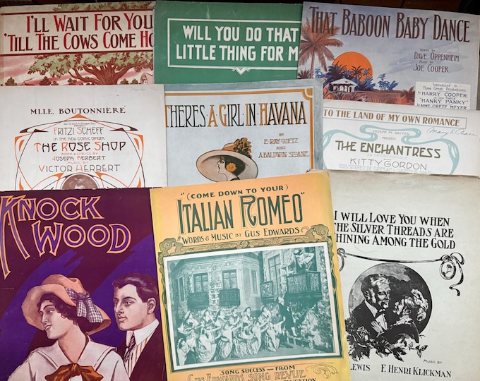 1911 Sheet Music  Large Format 13"X10" Songs From 1911 -  Free Shipping  -    9 Titles  all with Lyrics  Large Format  10 x 13 size  1911