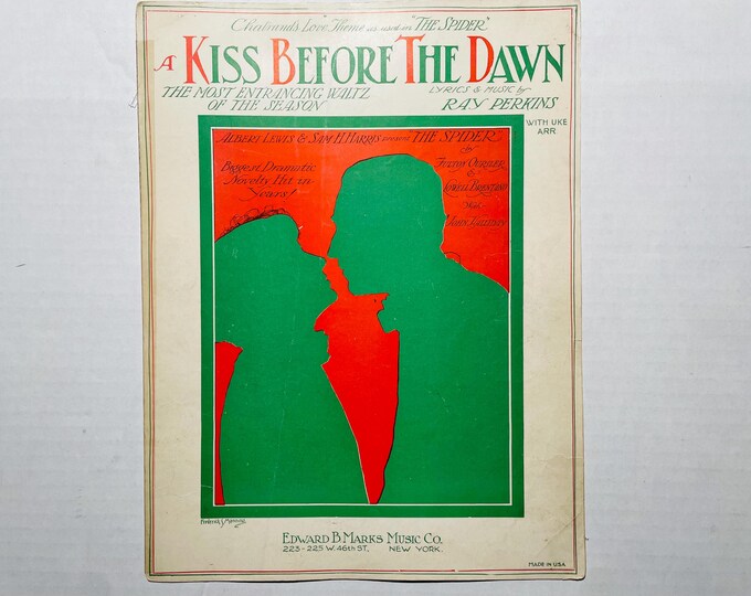 Kiss Before The Dawn, A   1927   Artwork   "The Spider"   Ray Perkins      Sheet Music