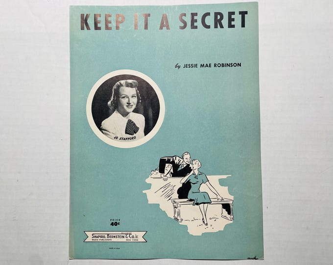 Keep It A Secret   1952   Artwork - Photo -  Jo Stafford   Jessie Mae Robinson      Sheet Music