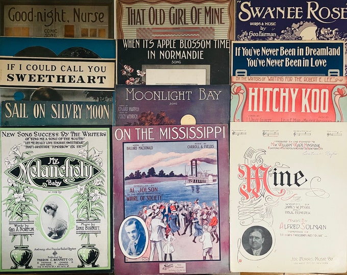 1912 Sheet Music  Large Format 13"X10" Songs From 1912  -  Free Shipping  -    12 Titles  all with Lyrics  Large Format  10 x 13 size  1912