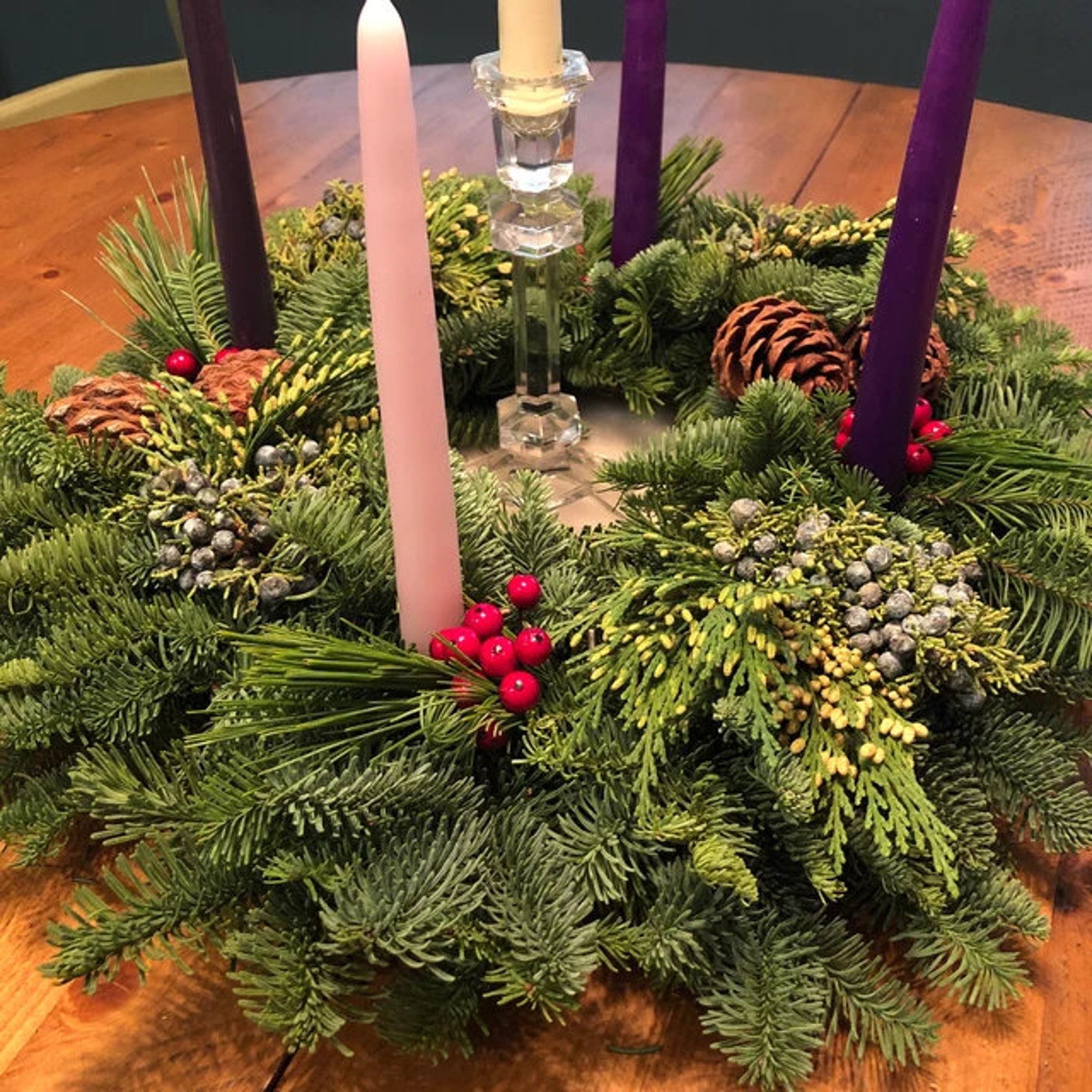 Advent Christmas Wreath with Candle Holders