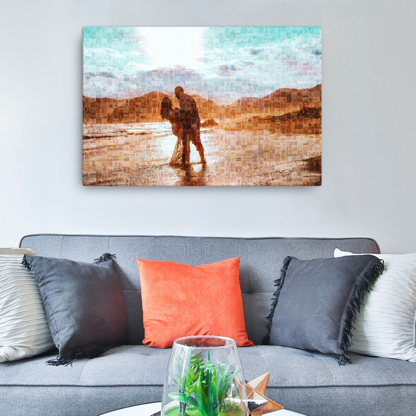 Personalized Custom Photo Mosaic Canvas Wall Art Great - Etsy