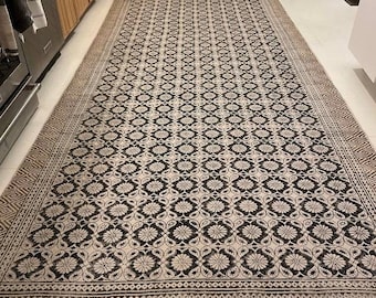 Handmade Block Print Cotton Dhurrie Rug: Bohemian Decor
