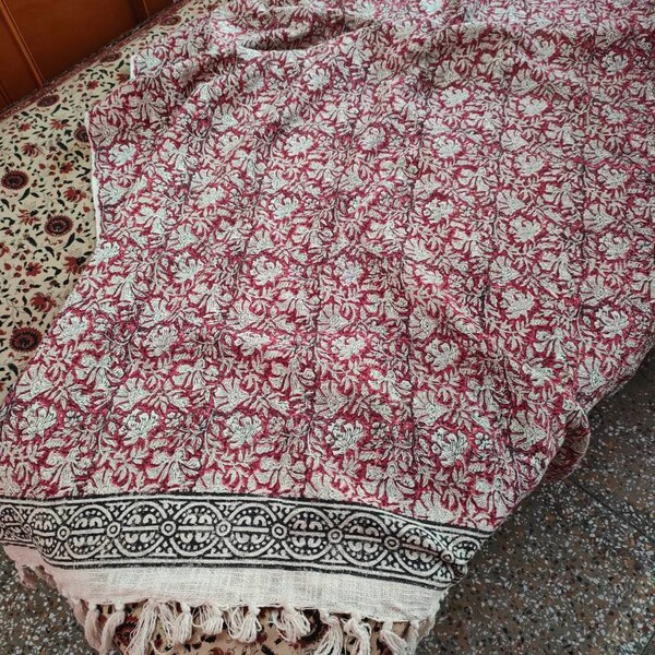 100 Cotton Print Tassel Bedcover Sofa Blanket