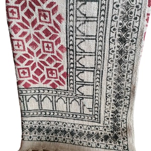 Handmade Block Print Cotton Throw Blanket, Boho Home Decor