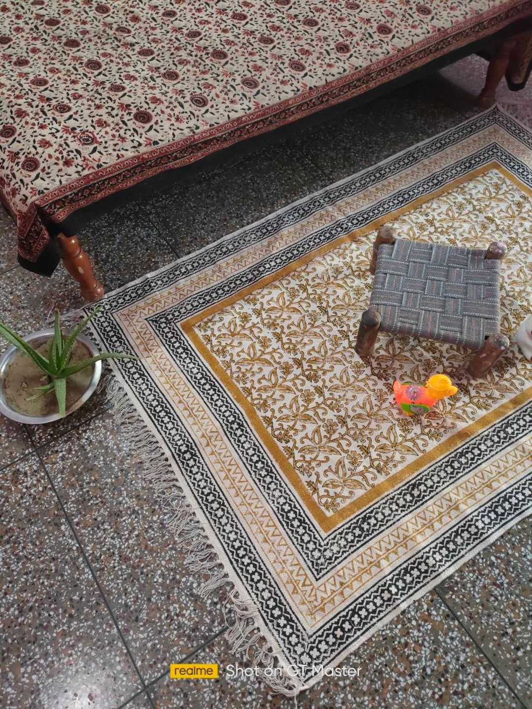 Jaipuri Rug, Handmade Rug , Indian Rug, Block Printed Rug With Tassels ...