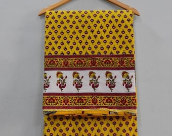 Handmade Jaipuri Block Print Cotton Quilt | Reversible Indian Bedspread, Boho Summer Blanket