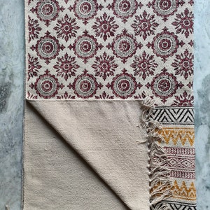 Handwoven Indian Dhurrie Rug: Boho Hand Block Printed Cotton Area Rug image 3