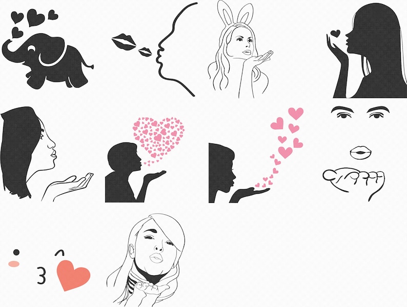 Download Flying kiss blowing kiss svg eps png dxf clipart for | Etsy