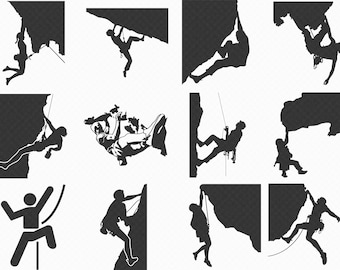 rock climbing svg, eps, png, dxf, clipart for cricut and silhouette
