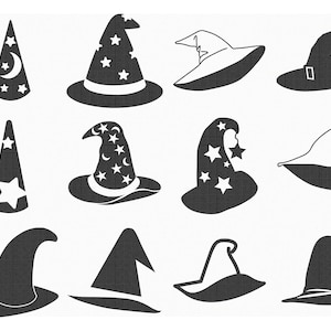 wizard hat svg, mage hat svg, witch hat svg, eps, png, dxf, clipart for cricut and silhouette