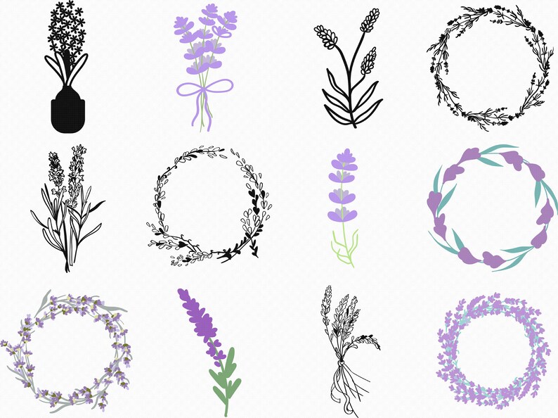 Lavender svg eps png dxf clipart for cricut and silhouette | Etsy