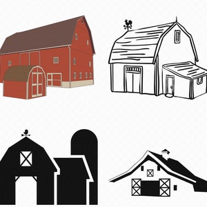 farmhouse barn svg, eps, png, dxf, clipart for cricut and silhouette