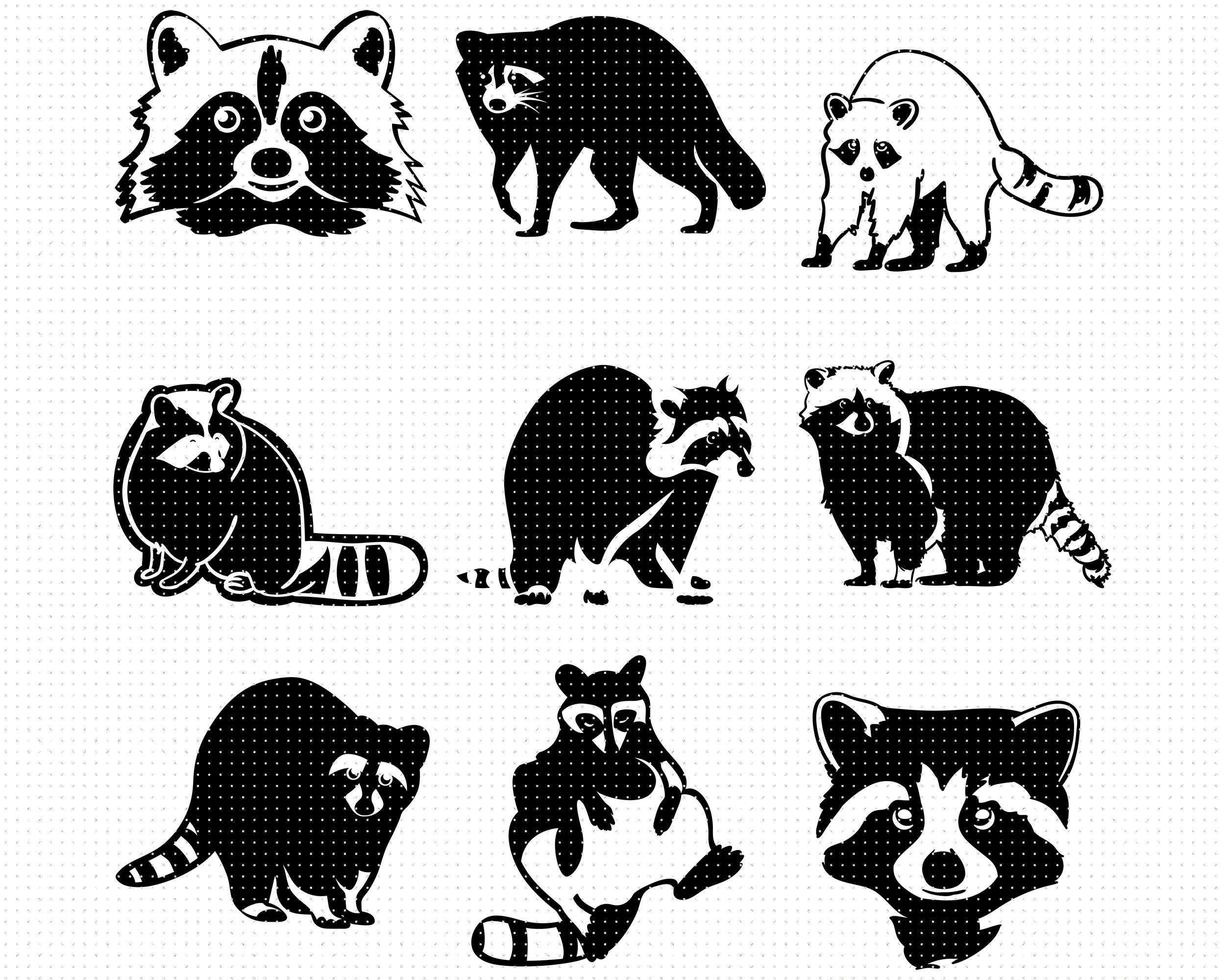Raccoon svg eps png dxf clipart for cricut and silhouette | Etsy