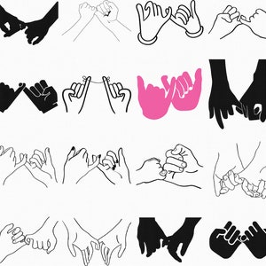 pinky promise hand sign svg, eps, png, dxf, clipart for cricut and silhouette