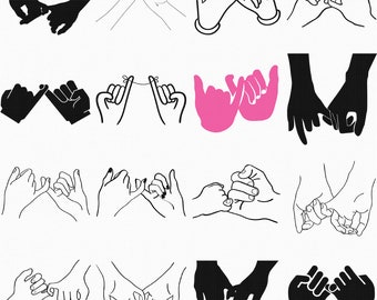 pinky promise hand sign svg, eps, png, dxf, clipart for cricut and silhouette