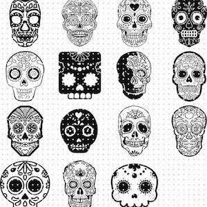 sugar skull svg, eps, png, dxf, clipart for cricut and silhouette