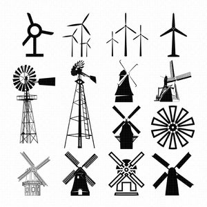 Windmühle Svg, Eps, Png, Dxf, Clipart für Cricut und Silhouette