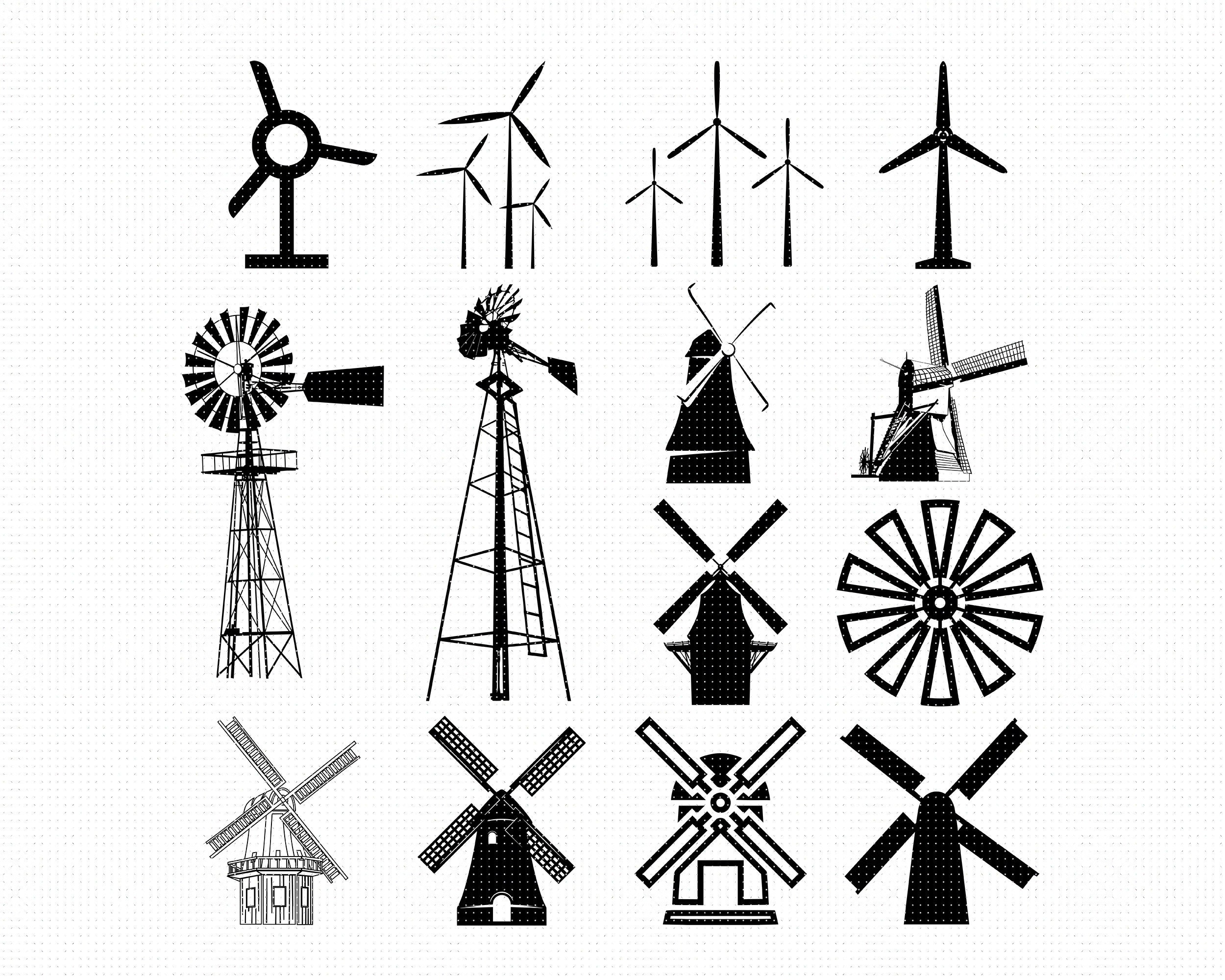 Windmill Svg, Eps, Png, Dxf, Clipart for Cricut and Silhouette Etsy