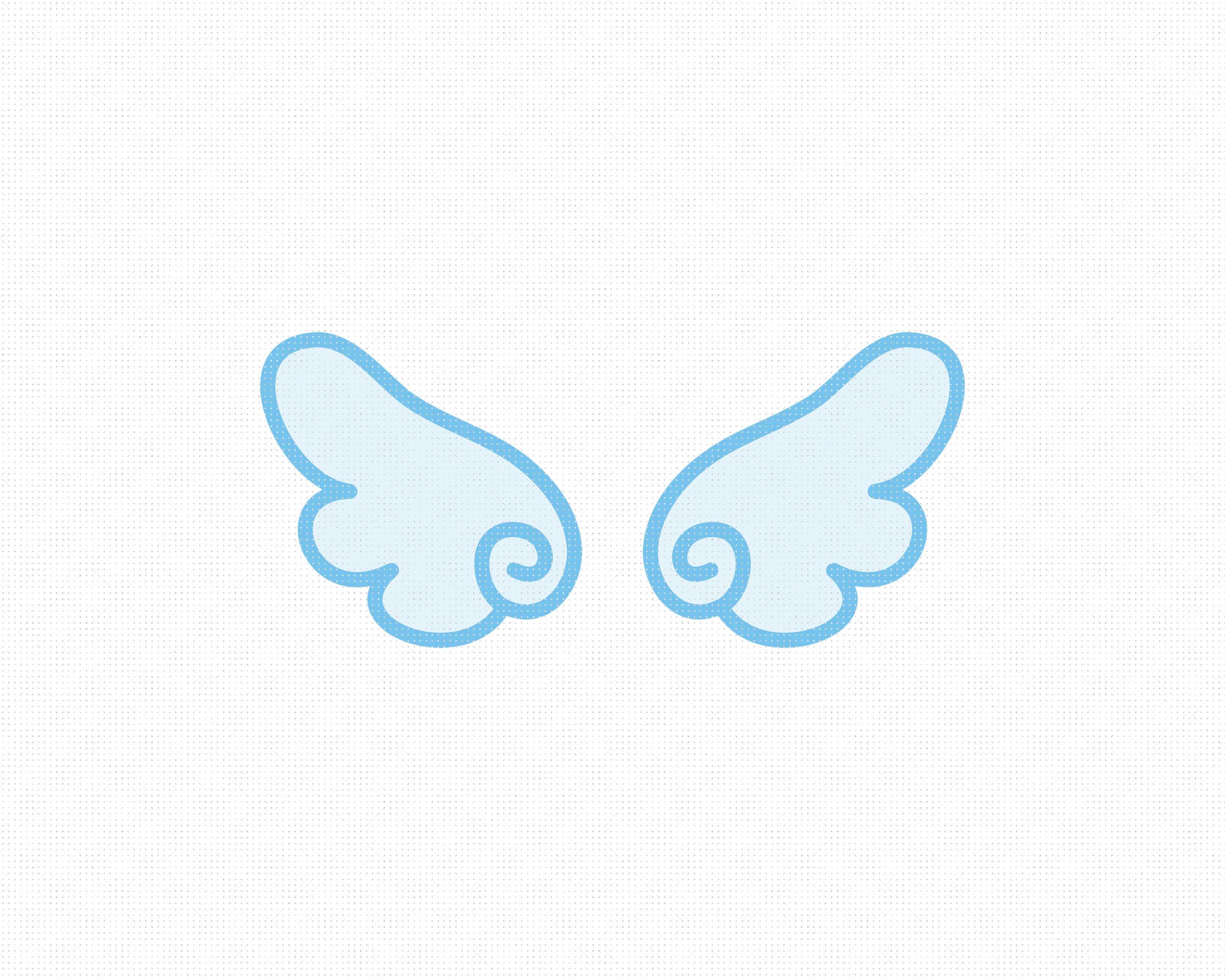 kawaii cute angel wings svg, eps, png, dxf, clipart for cricut and silhouette