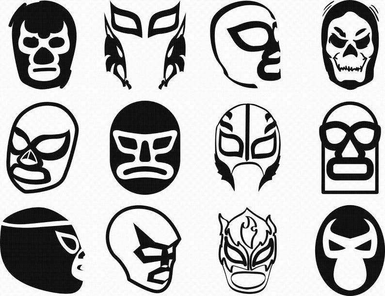 luchador mask mexican wrestling mask svg, eps, png, dxf, clipart for cricut and silhouette image 1