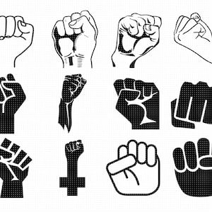 angehoben geschlossene Faust Hand Svg, Eps, Png, Dxf, Clipart für Cricut und Silhouette