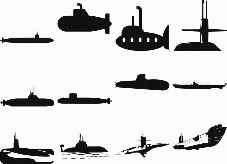 Submarine Svg Eps Png Dxf Clipart for Cricut and | Etsy