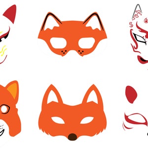 Fuchs Maske Kitsune Maske Svg, Eps, Png, Dxf, Clipart für Cricut und Silhouette