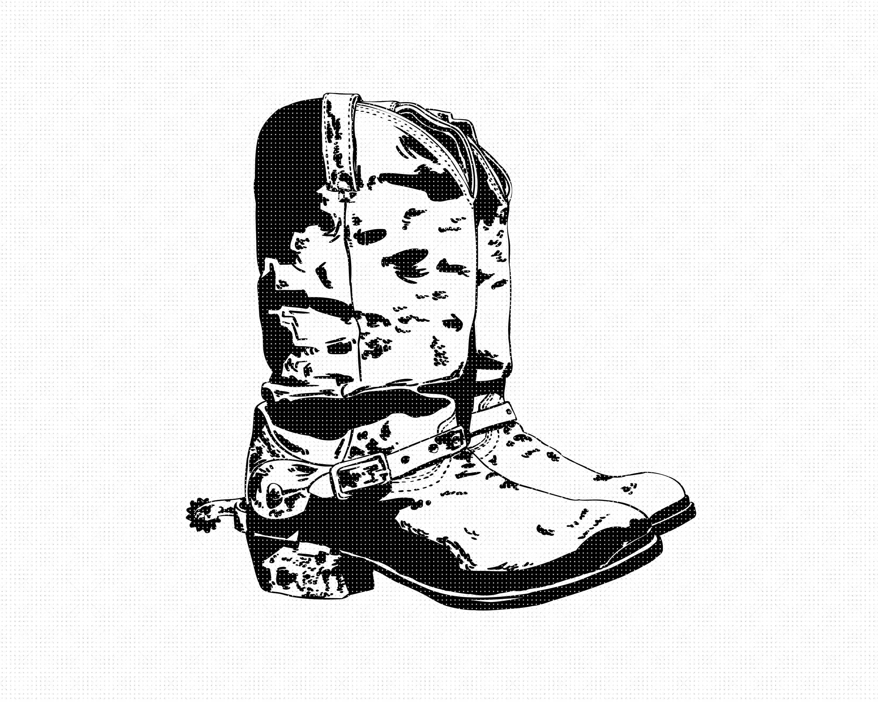 Download Old Cowboy Boots Svg Eps Png Dxf Clipart For Cricut And Etsy