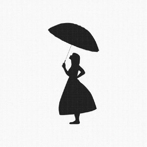 girl holding an umbrella svg, eps, png, dxf, clipart for cricut and silhouette