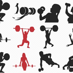 lifting weights gym exercise svg, eps, png, dxf, clipart for cricut and silhouette