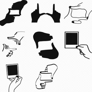 フォトフレーム ハンドサイン ジェスチャー SVG、EPS、PNG、DXF、クリカットとシルエットのクリップアート