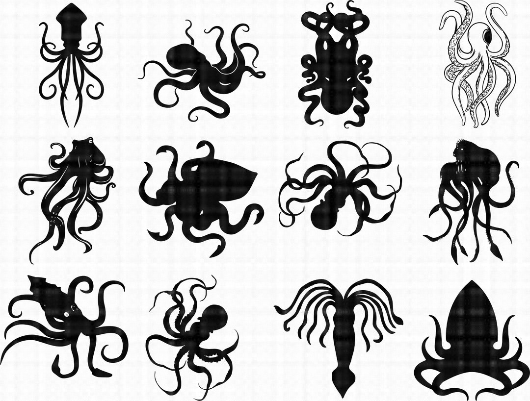 クラーケン タコ イカ SVG、EPS、PNG、DXF、クリカットと クラーケン タコ イカ SVG、EPS、PNG、DXF、クリカットと