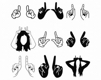 finger horn hand sign, devil horns hand sign svg, eps, png, dxf, clipart for cricut and silhouette