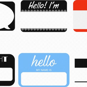 name tag hello svg, eps, png, dxf, clipart for cricut and silhouette