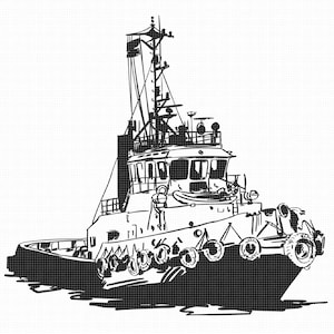 tugboat svg, eps, png, dxf, clipart for cricut and silhouette