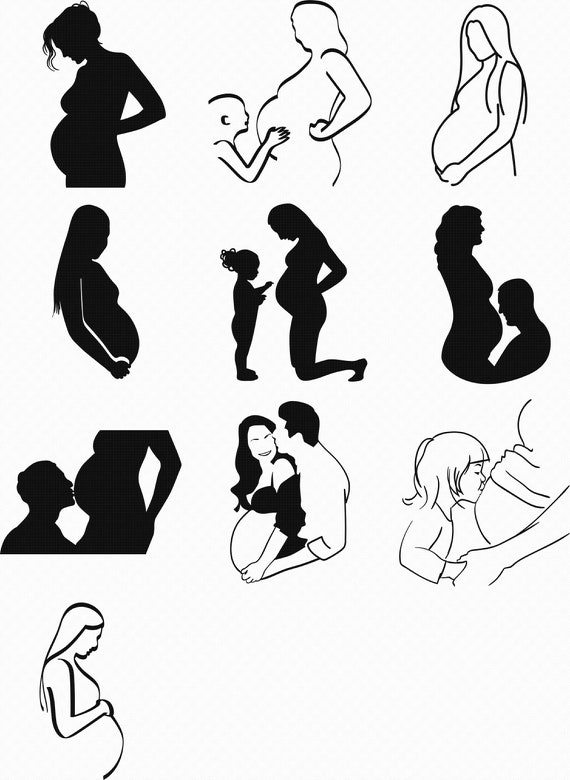 Download Pregnant Woman Pregnancy Svg Eps Png Dxf Clipart For Etsy