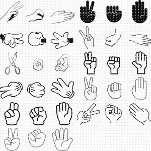 Stein Papier Schere Hand Zeichen Svg, Eps, Png, Dxf, Clipart für Cricut und Silhouette