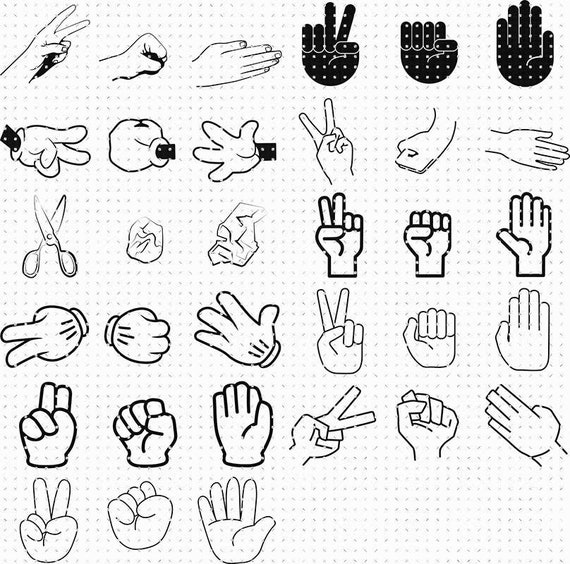 Download Rock Paper Scissors Hand Signs Svg Eps Png Dxf Clipart For Etsy