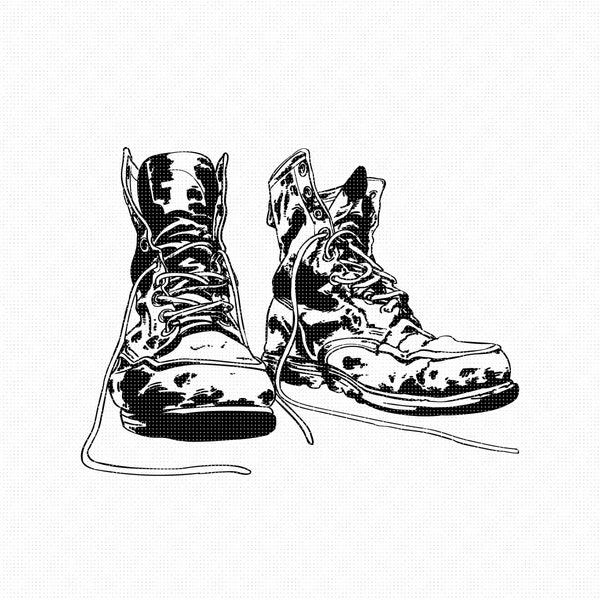 old work boots svg, eps, png, dxf, clipart for cricut and silhouette