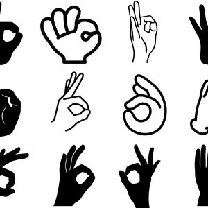 ok sim sinal de mão aprovar svg, eps, png, dxf, clipart para cricut e silhueta